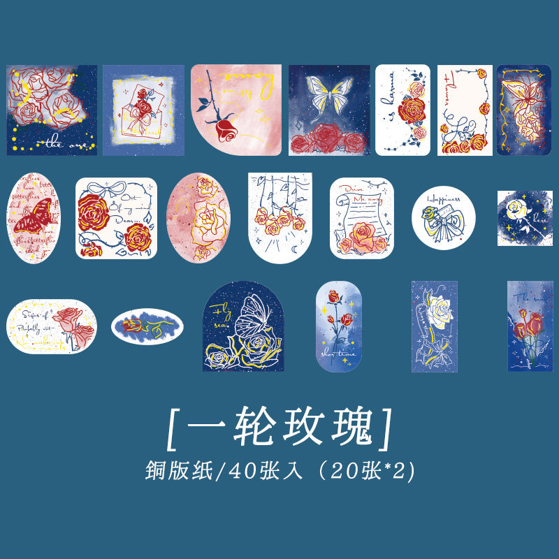 Retro Stamp Rose Sticker