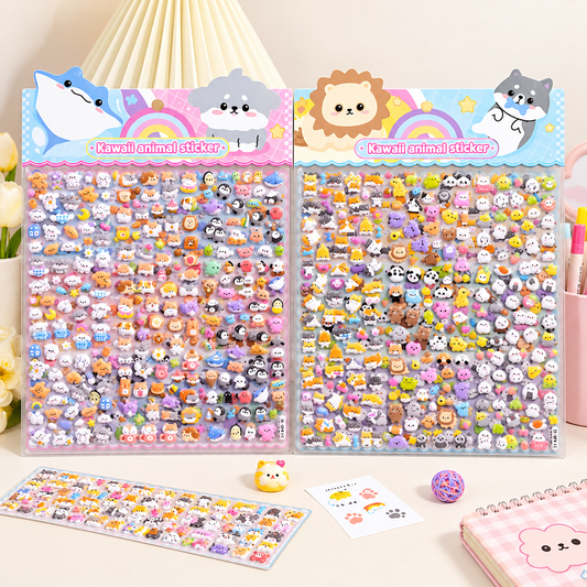 Kawaii Animal Puffy Sticker Set