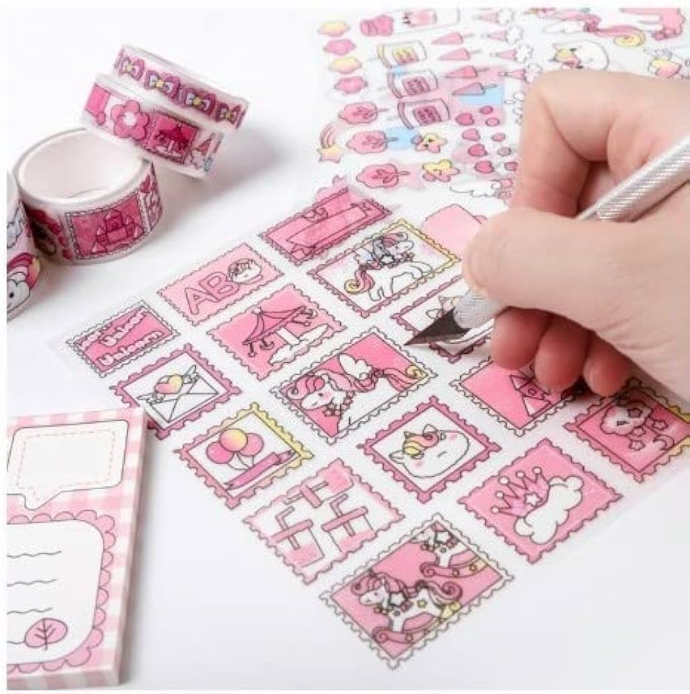 Unicorn Theme Sticker Box With Pen Knife