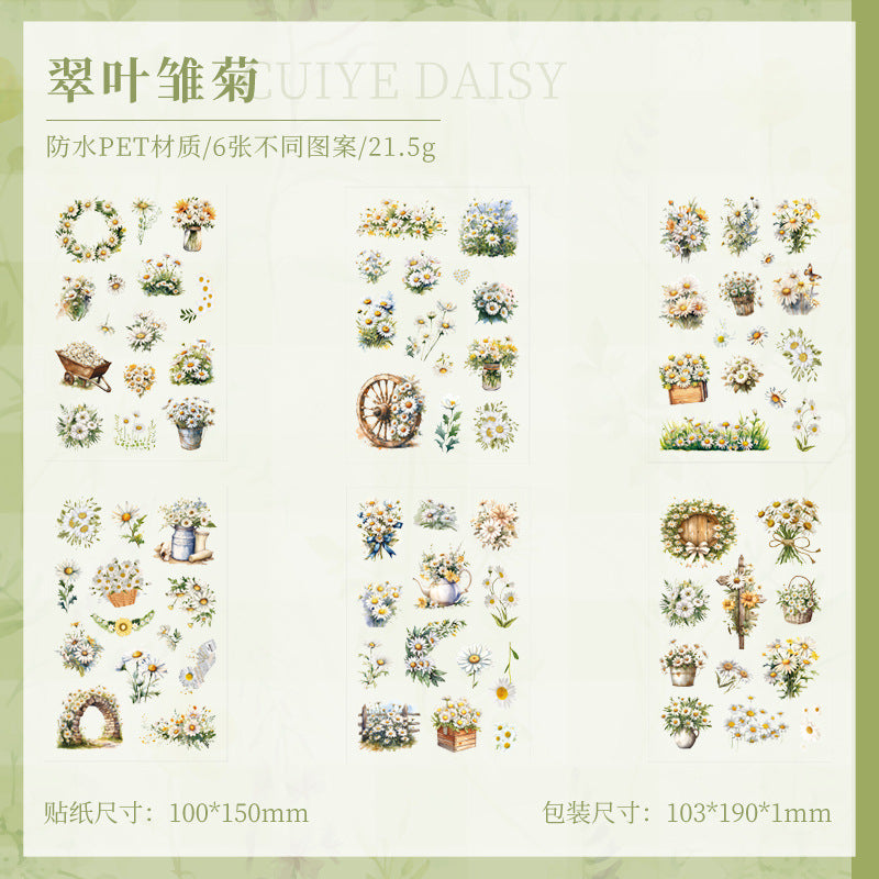 Vintage Floral Journal Stickers (6pcs Set)