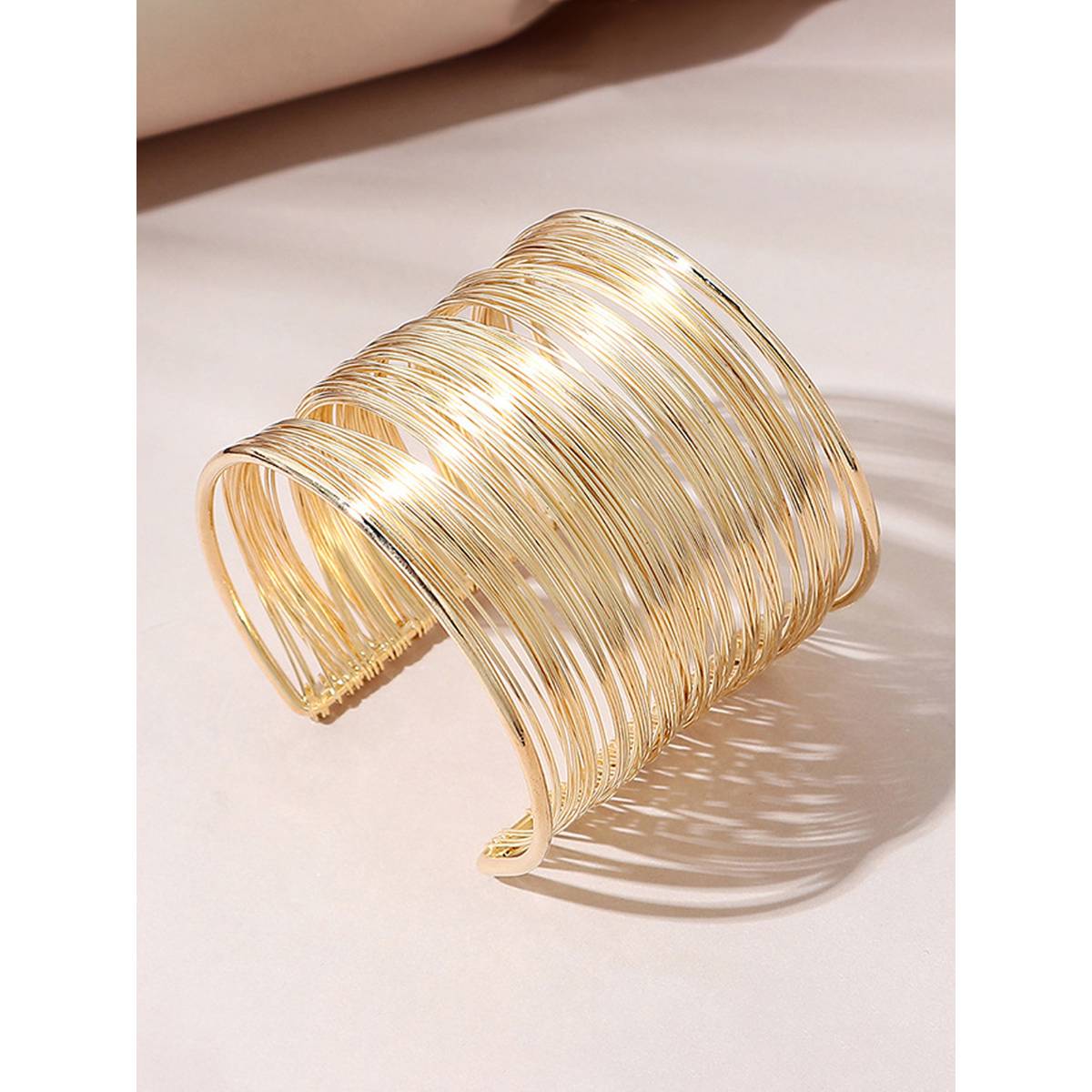 Gold Plated Party Statement Mesh Design Silver Korean Cuff Bracelet