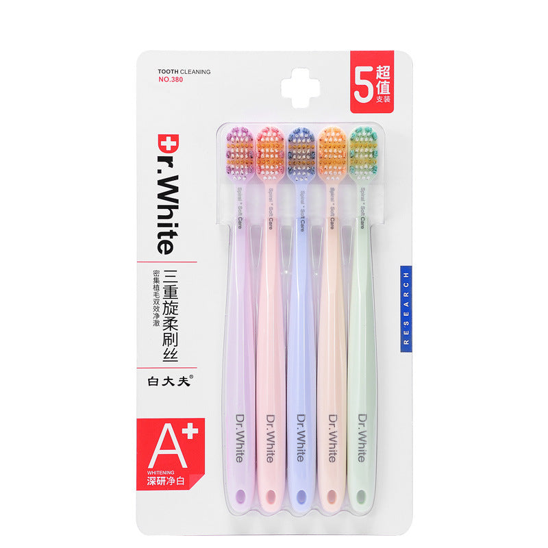 Dr White Brand Pastel Colors Adult Toothbrush 5pcs Combo