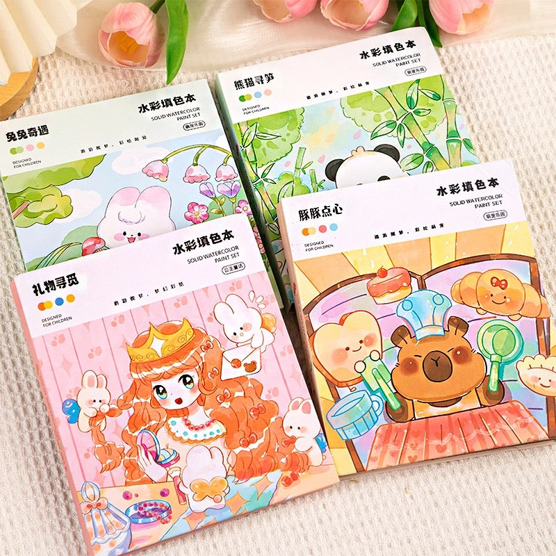 Panda and Capybara Water Color Book