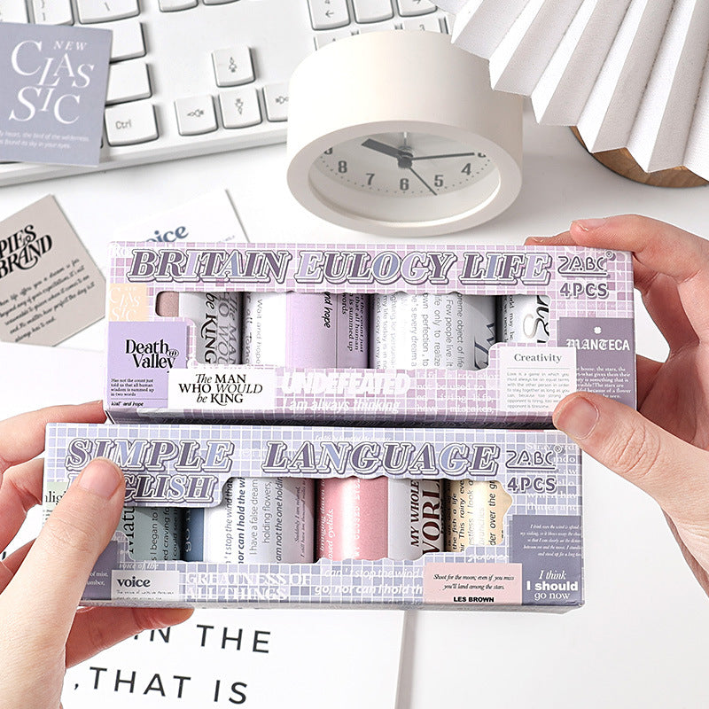 English Quote Theme Journaling Sticker Roll