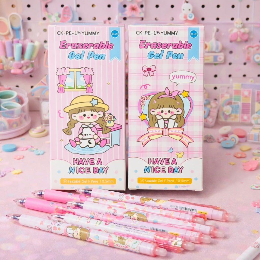 Pink Girly Erasable Gel Pen Set
