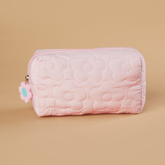 Floral Plush Cosmetic Pouch
