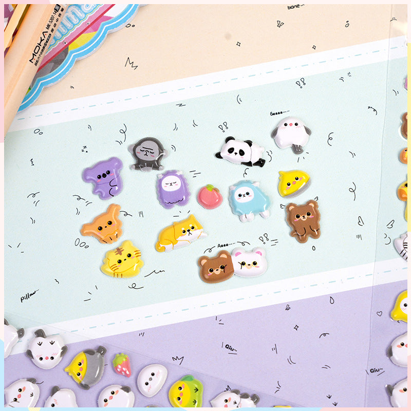 Kawaii Animal Puffy Sticker Set