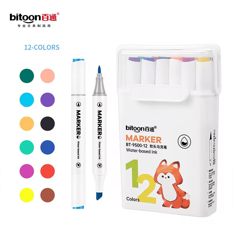 Dual Tip Felt Tip Brush Pen 36 Pcs