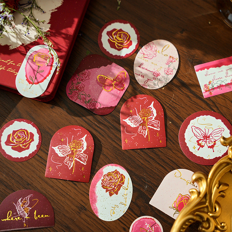 Retro Stamp Rose Sticker