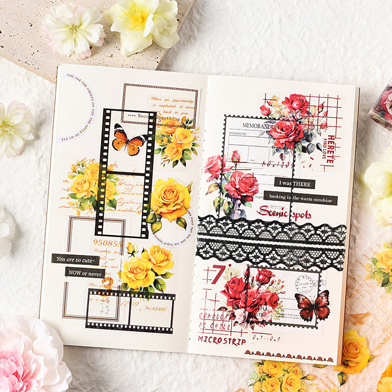 Floral Theme Journaling Pet Sticker Roll