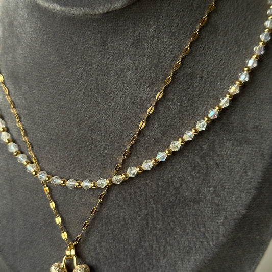 Double Layer Dual Side Heart Necklace Anti Tarnish