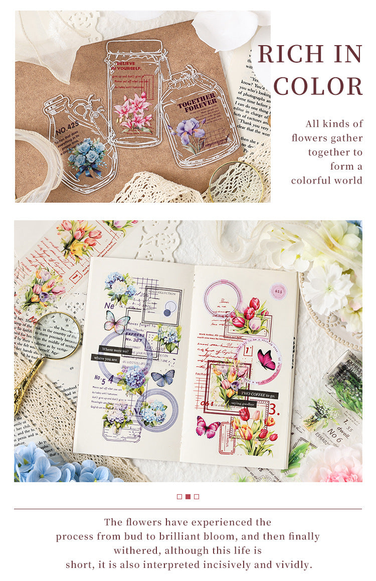 Floral Theme Journaling Pet Sticker Roll