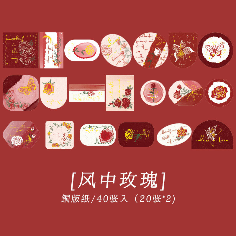 Retro Stamp Rose Sticker