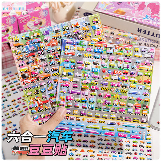 Kawaii Vehicle Puffy Sticker Set