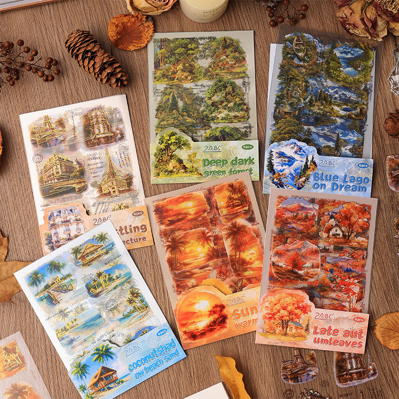 Beautiful Tour Line Journal Stickers (6Sheet Set)