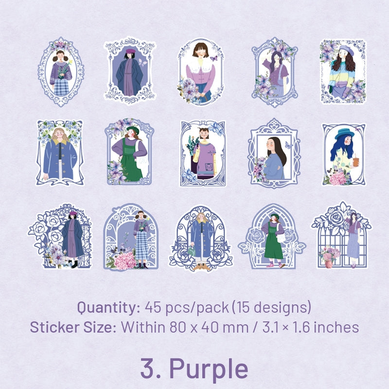 Girl in Mirror Frame Washi Stickers