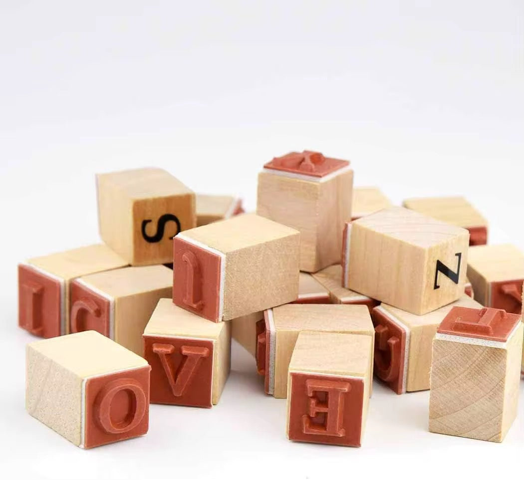 Wooden Alphabet Stamp with Inkpad