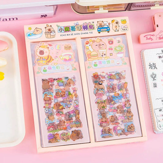 Capybara and Labubu Deco Stickers 3pcs Pack