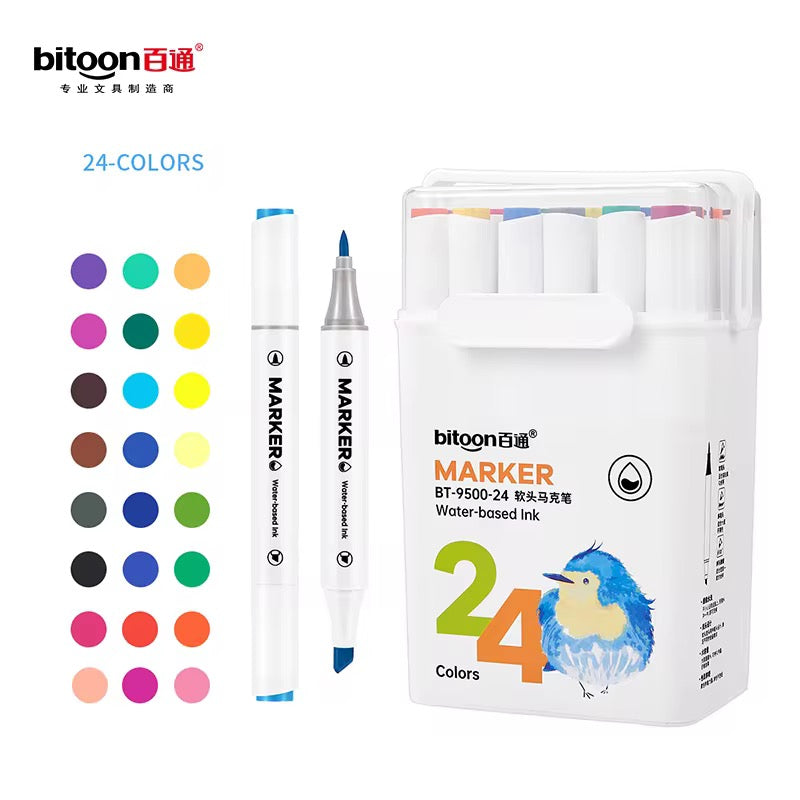 Dual Tip Felt Tip Brush Pen 36 Pcs