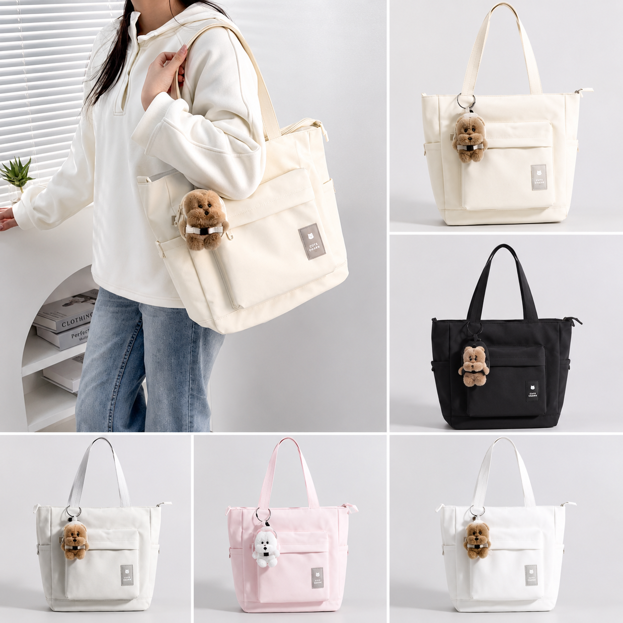 Korean Tote Bag With Charm