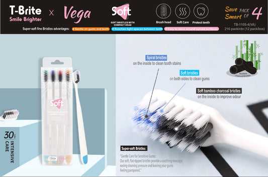 Soft Bristles Tooth Brush 4 Pcs Set
