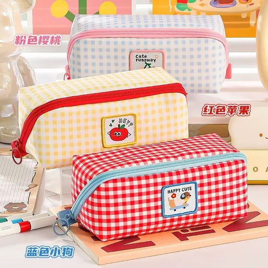 Berry Gingham Pencil Pouch
