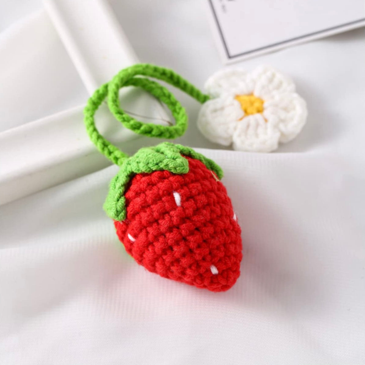Crochet Strawberry Hanging Charm