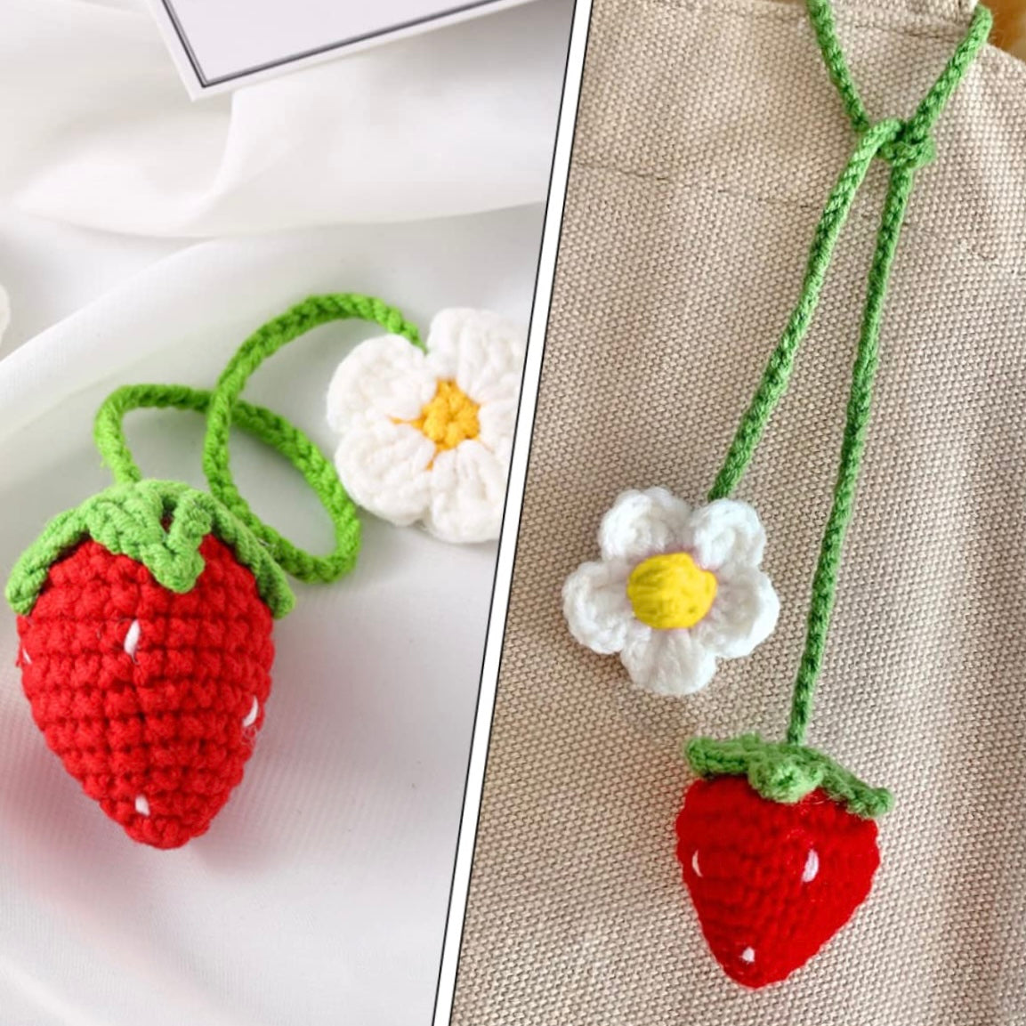 Crochet Strawberry Hanging Charm