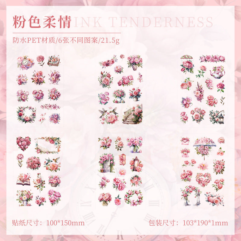 Vintage Floral Journal Stickers (6pcs Set)