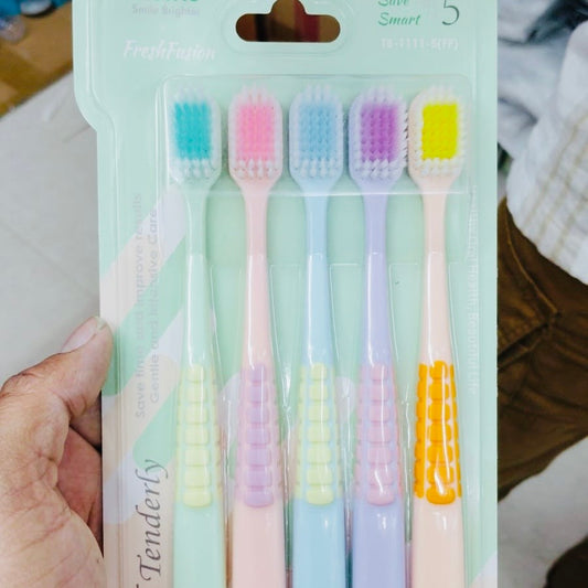 Cute Pastel Colors Adult Toothbrush 5pcs Combo