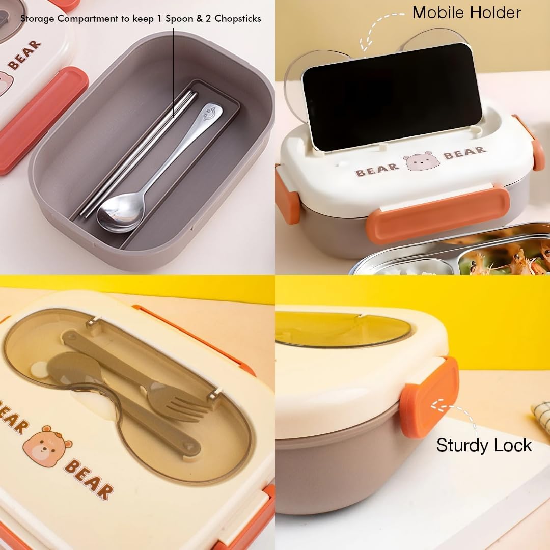 Kawaii Bear Lunch Box With Spoon Set