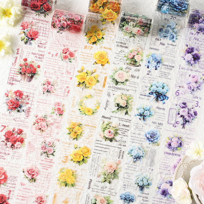 Floral Theme Journaling Pet Sticker Roll