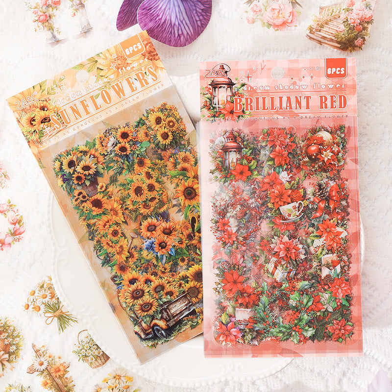 Vintage Floral Journal Stickers (6pcs Set)