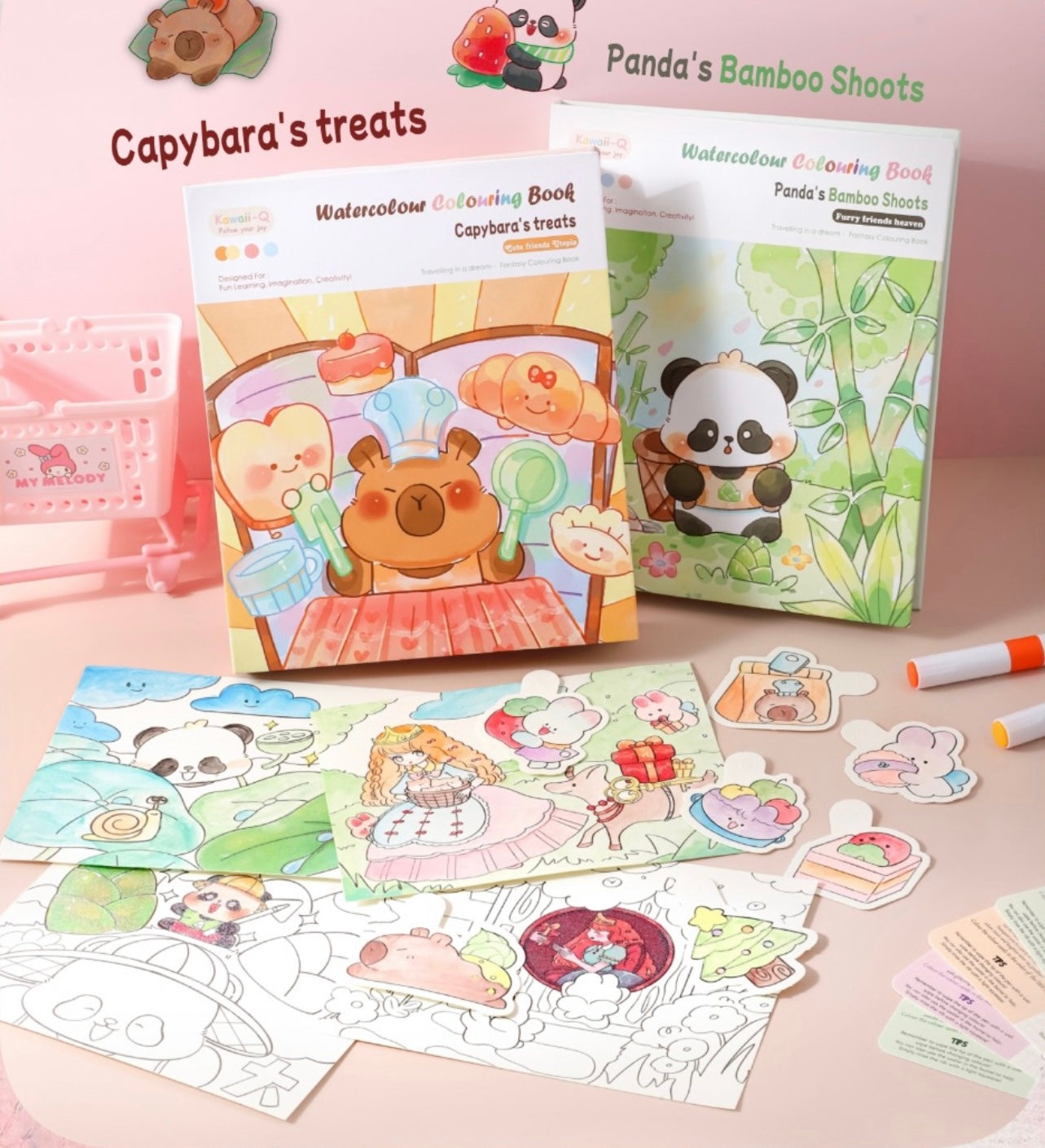 Panda and Capybara Water Color Book