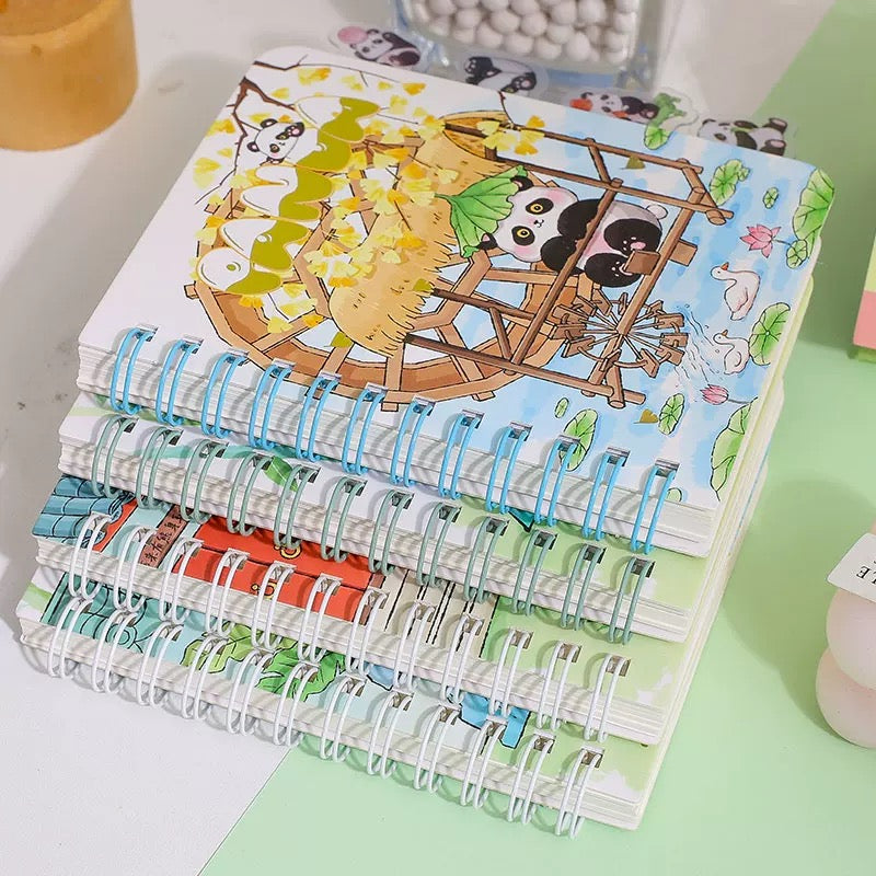 Kawaii Mini Panda Spiral Diary With Bookmark