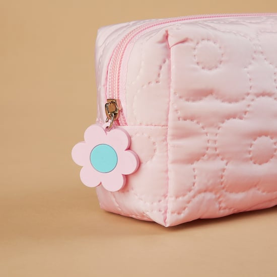 Floral Plush Cosmetic Pouch