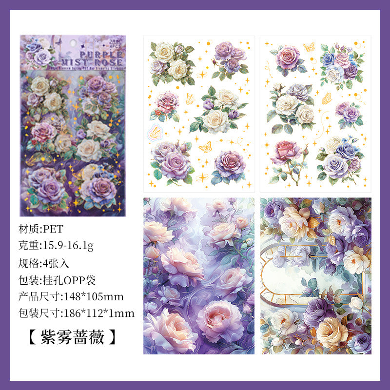 Korean Flower Journal Sticker (4 Sheet)