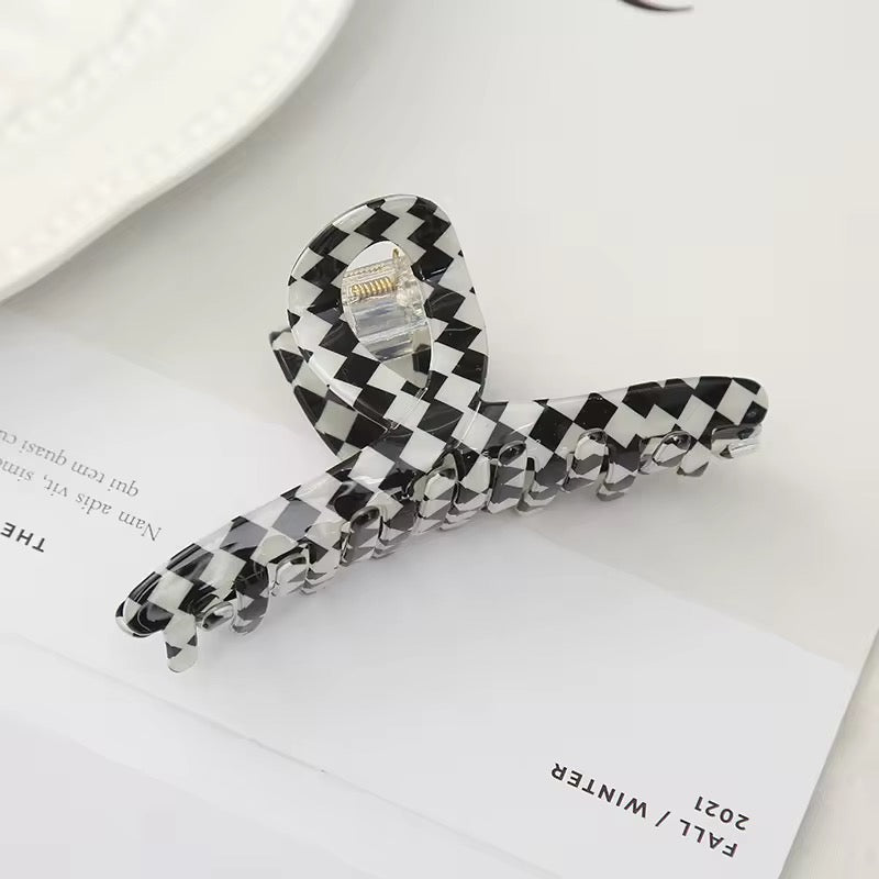 Black Check Claw Clips