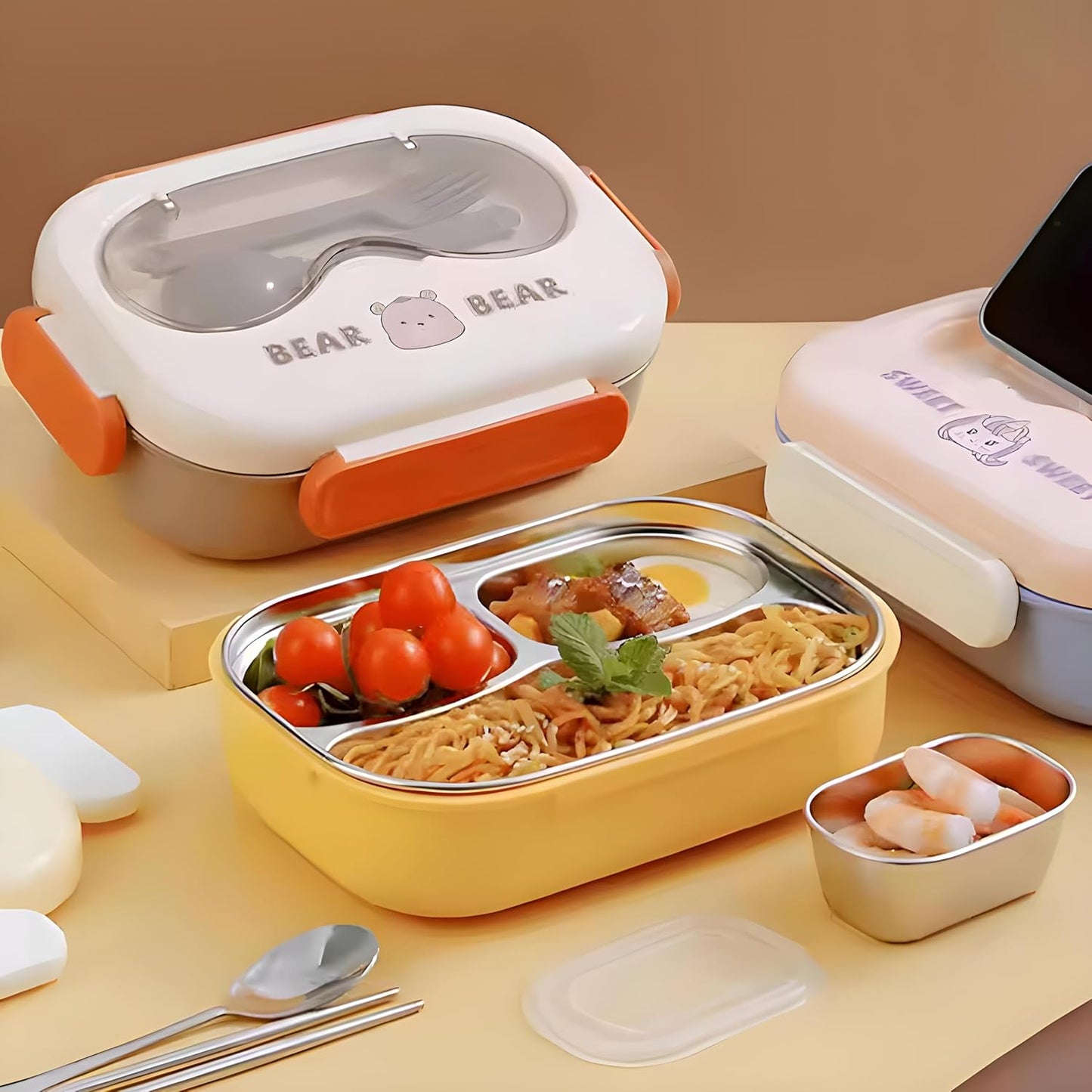 Kawaii Bear Lunch Box With Spoon Set