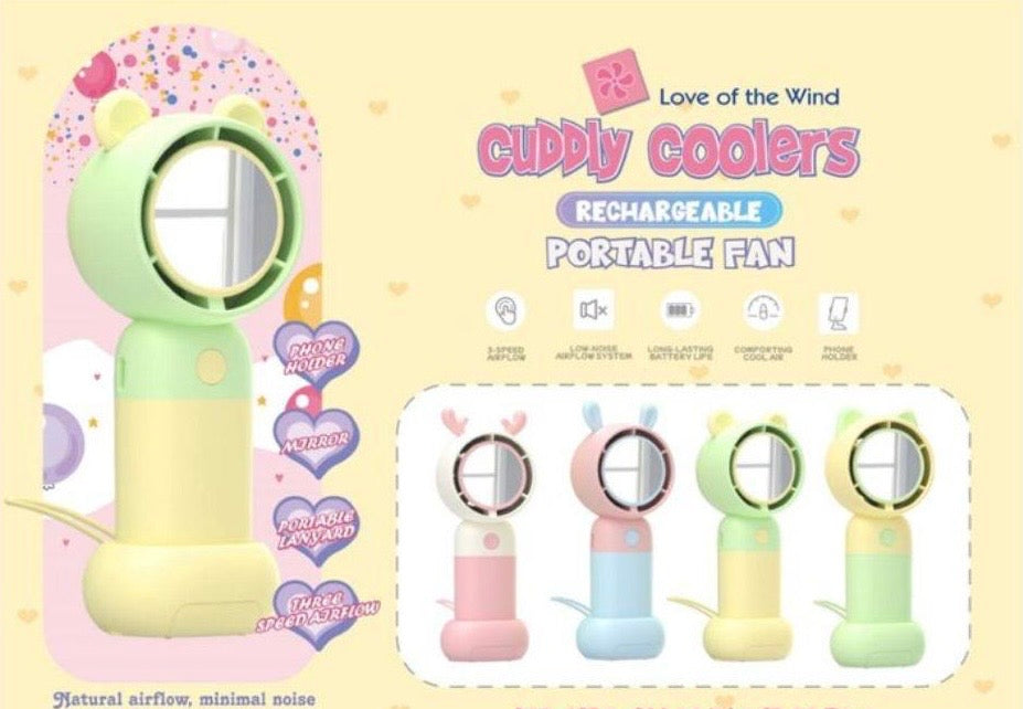 Pastel Mini Fan with Mirror