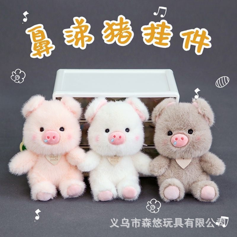 Peachy Piglet Plush Keychain
