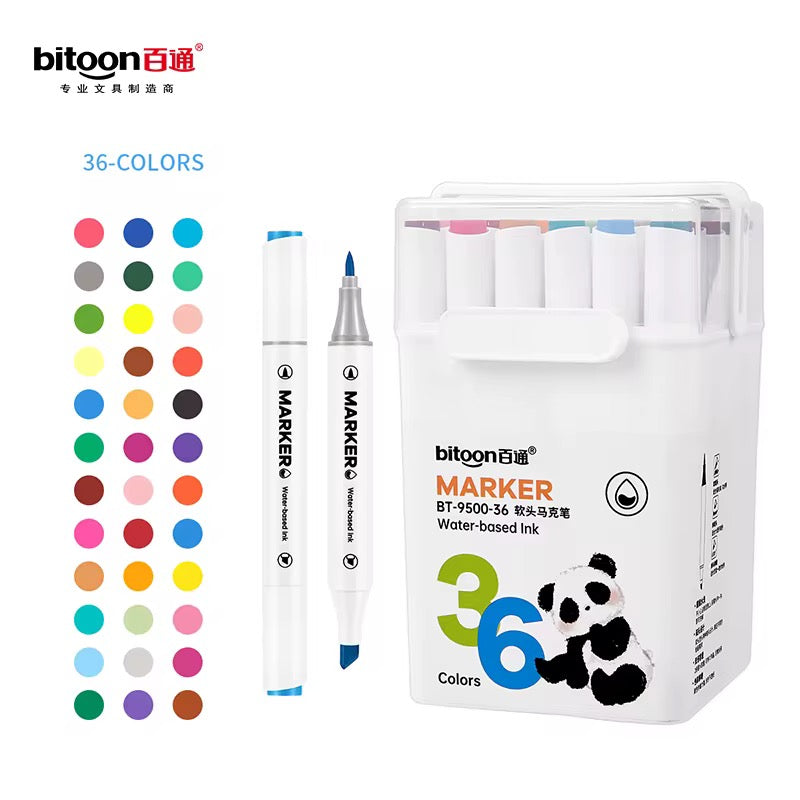 Dual Tip Felt Tip Brush Pen 36 Pcs