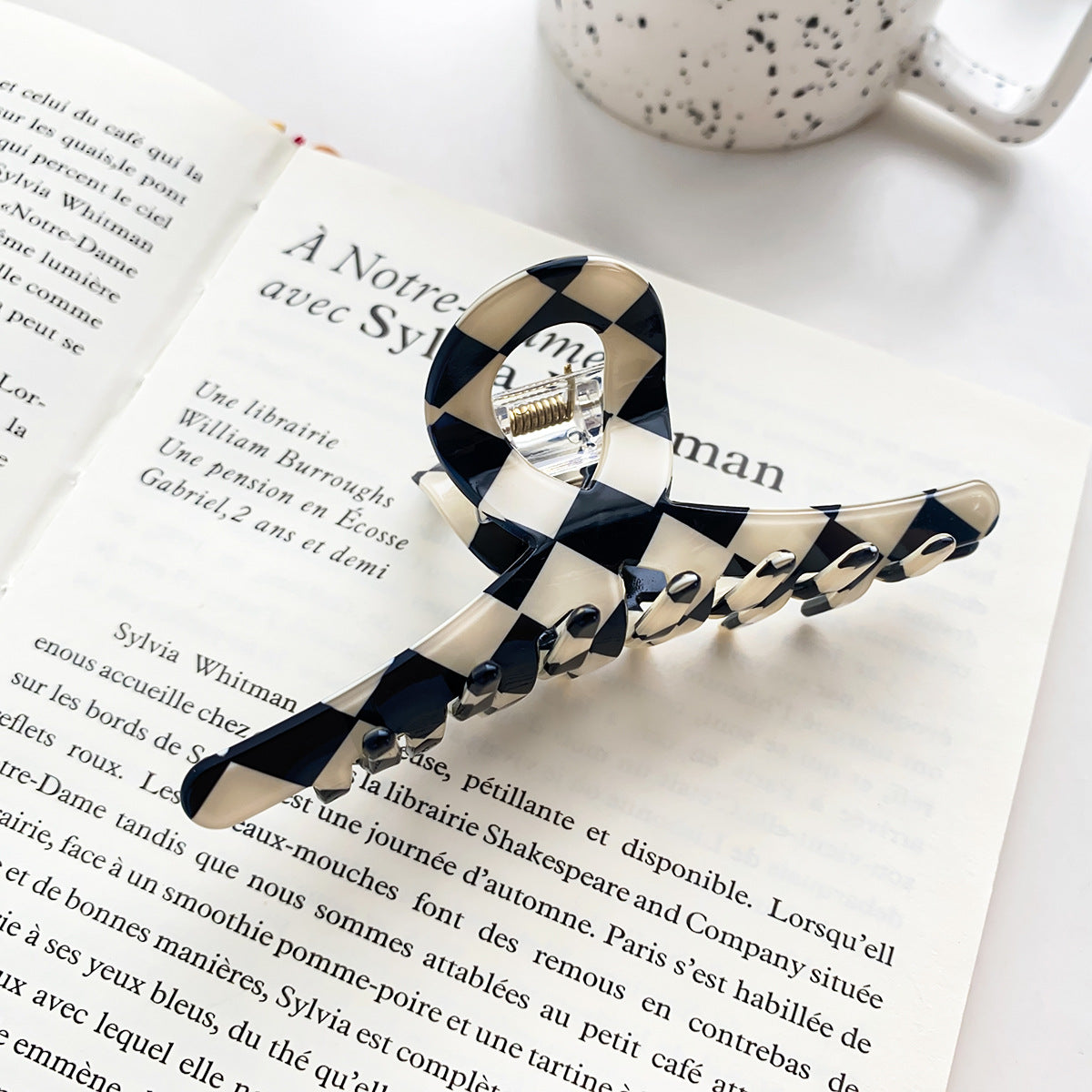 Black Check Claw Clips