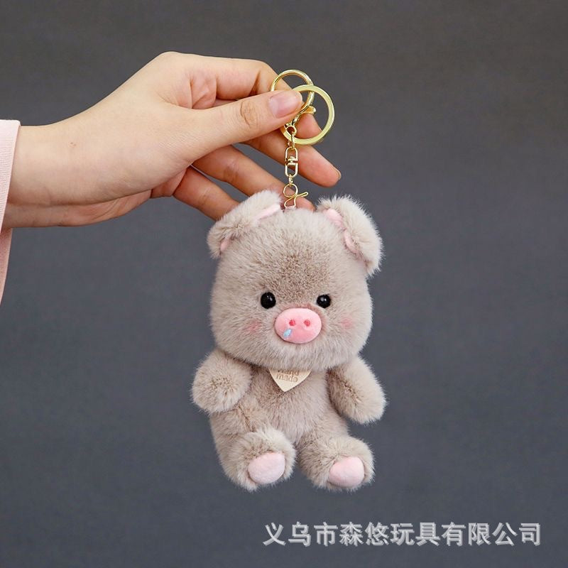 Peachy Piglet Plush Keychain