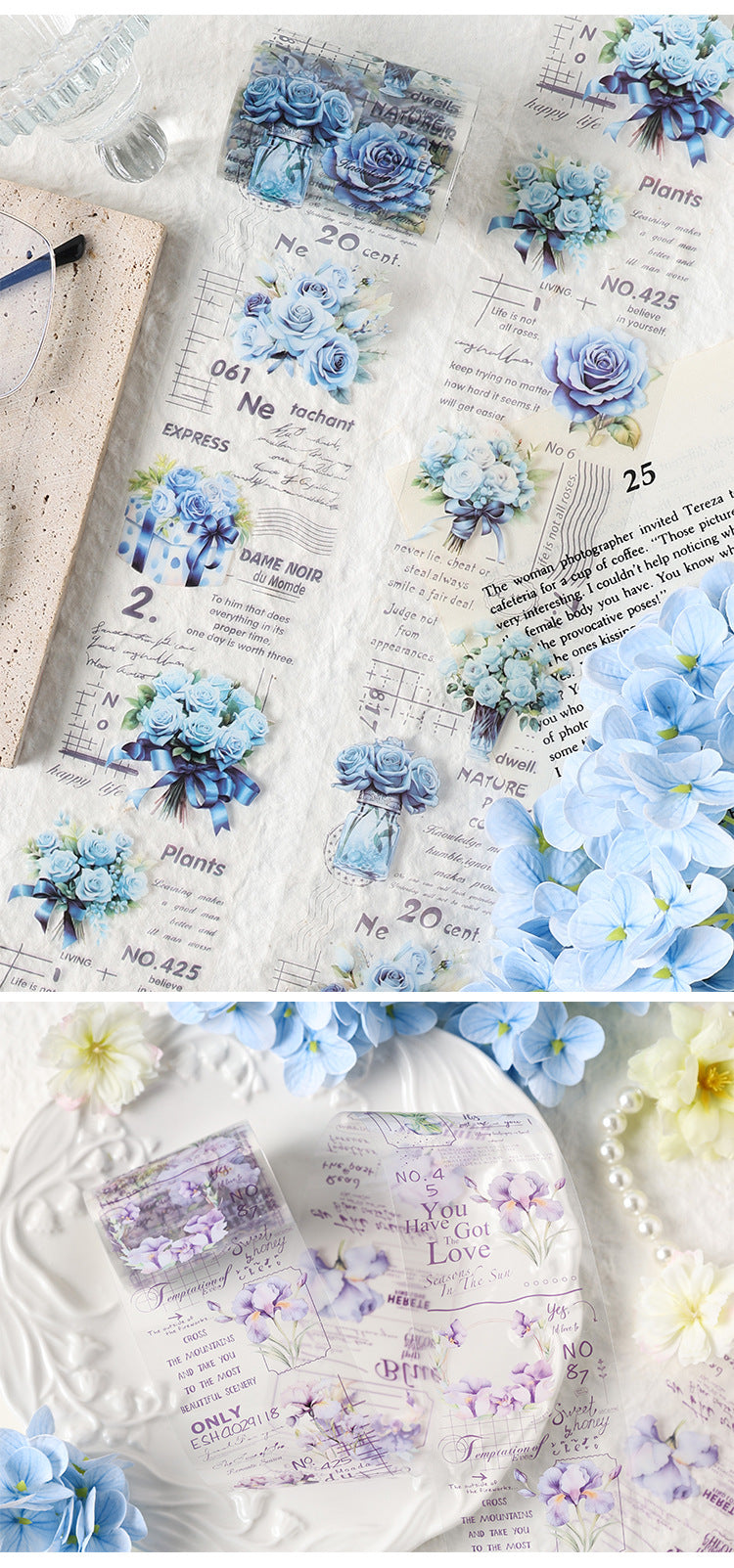 Floral Theme Journaling Pet Sticker Roll