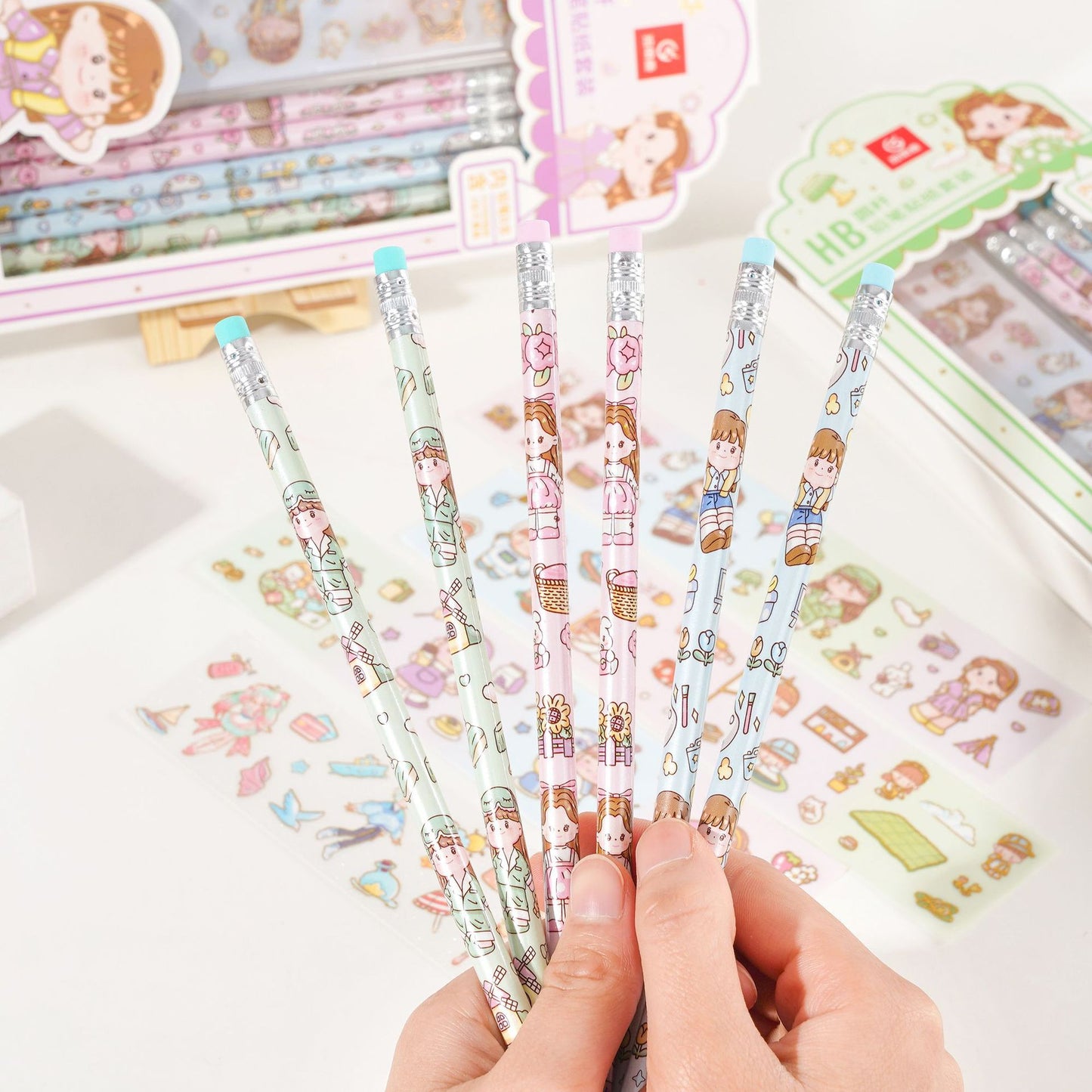 Kawaii Pencil With Sticker Set