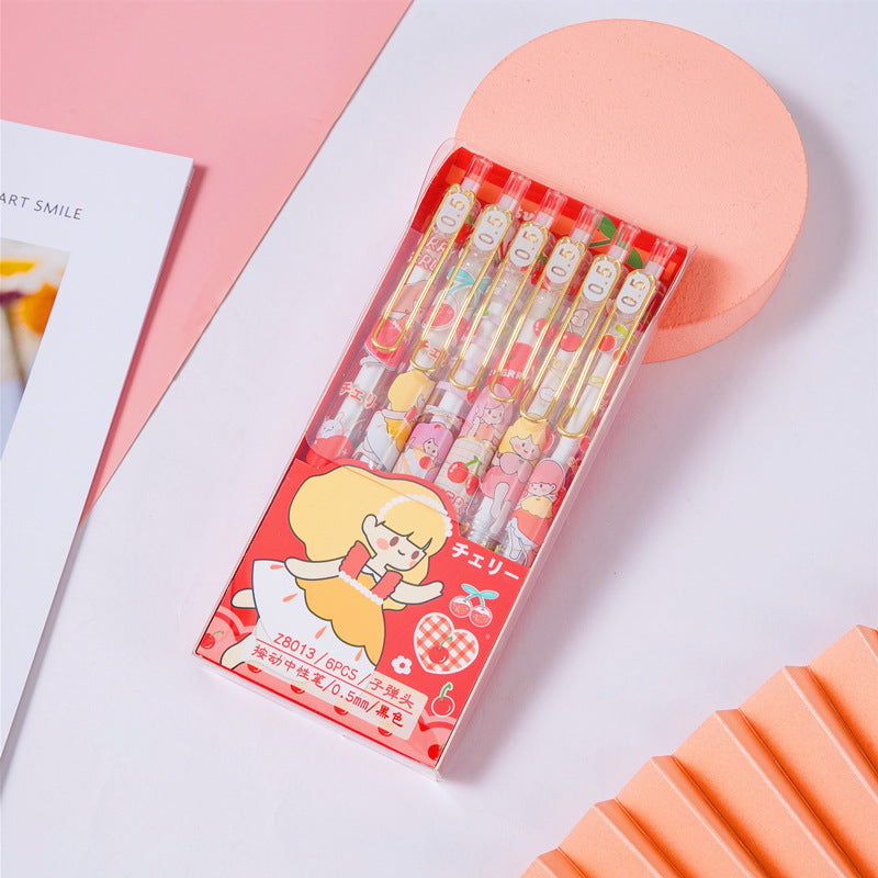 Cherry Gel Pen Set (6pcs pack)