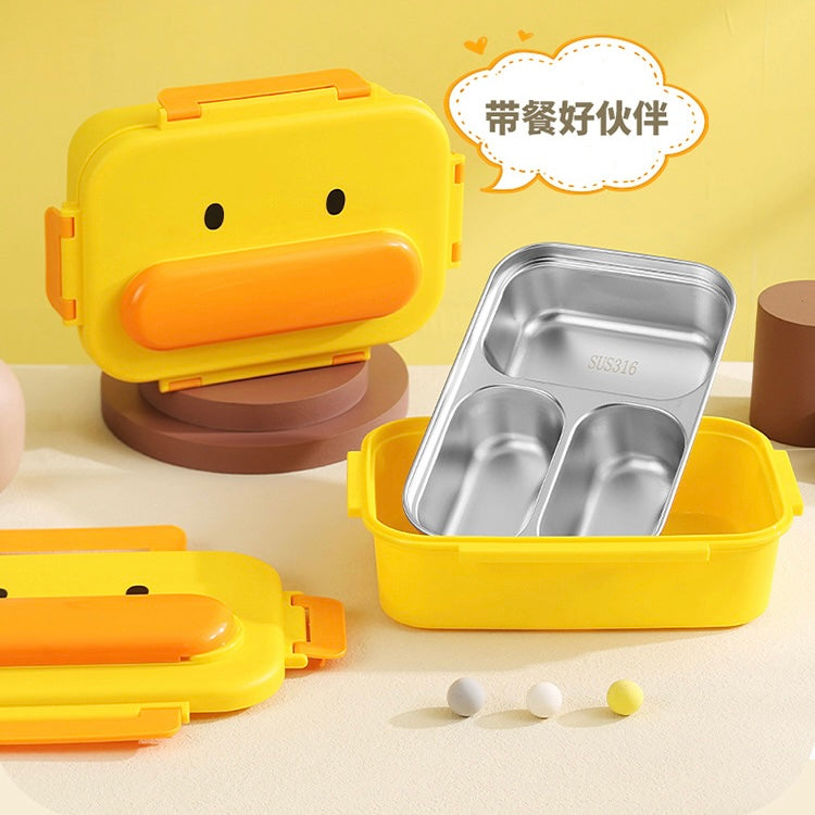 Kawaii Duck Lunch Box With Spoon Set