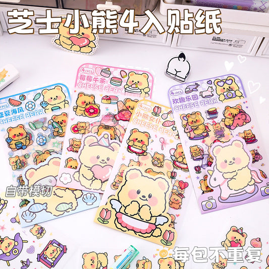 Cheesy Bear Pet Matte Sticker Set 4 PCs
