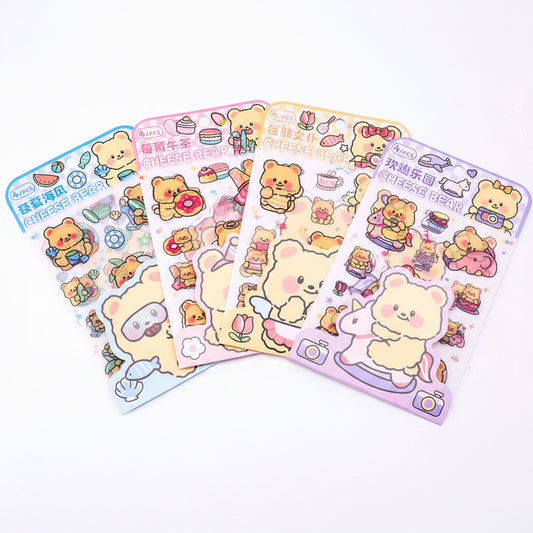 Cheesy Bear Pet Matte Sticker Set 4 PCs